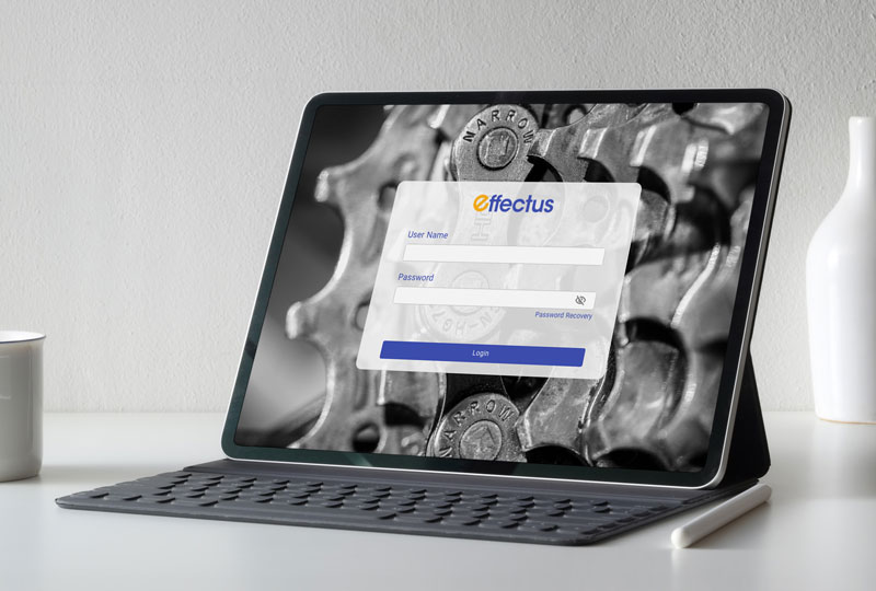 Effectus login page maintenance software ui
